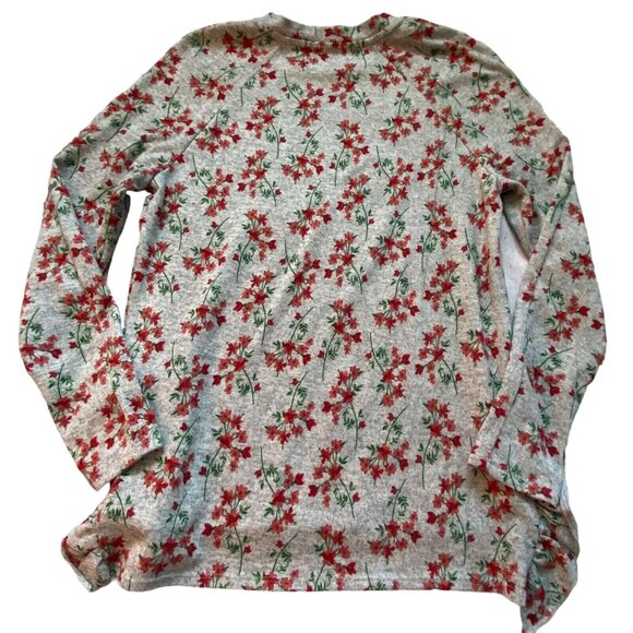 Jeanne Pierre Womens Floral Ruffle Detail Blouse-Gray/Red-Size Small-GUC - Picture 6 of 6